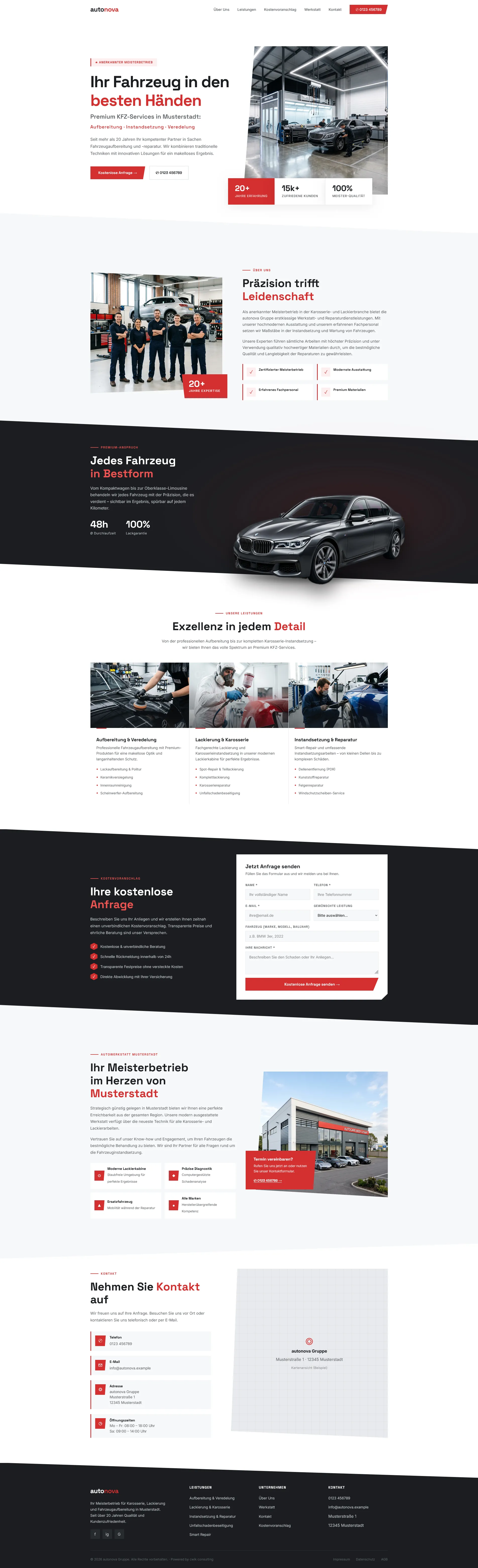 Autonova Webseite – Desktop-Ansicht