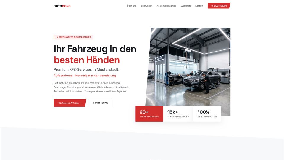 Webseite Autonova – Autohaus & KFZ-Meisterwerkstatt