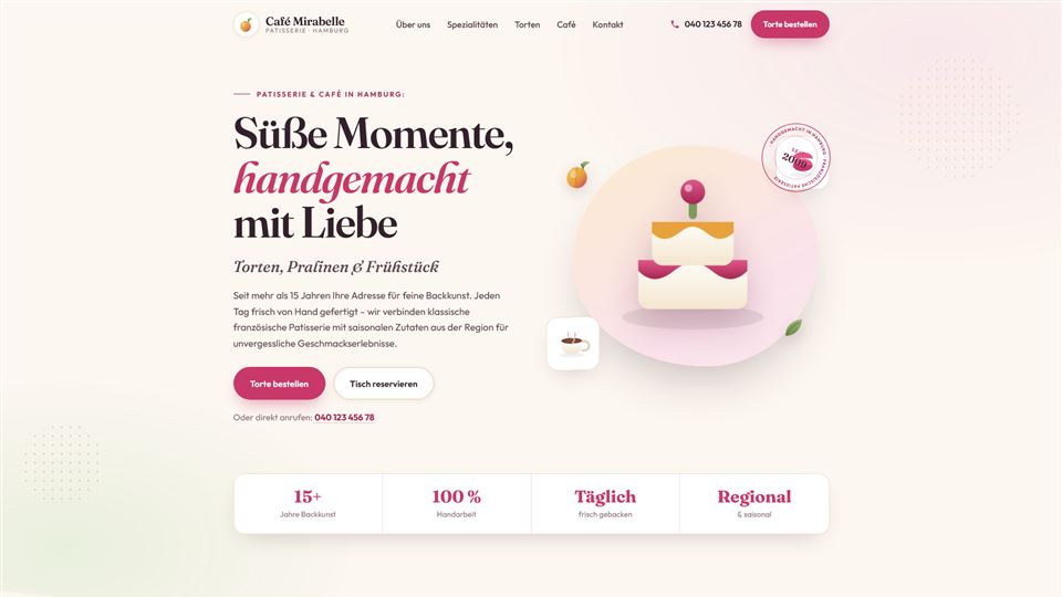 Webseite Café Mirabelle – Café & Konditorei