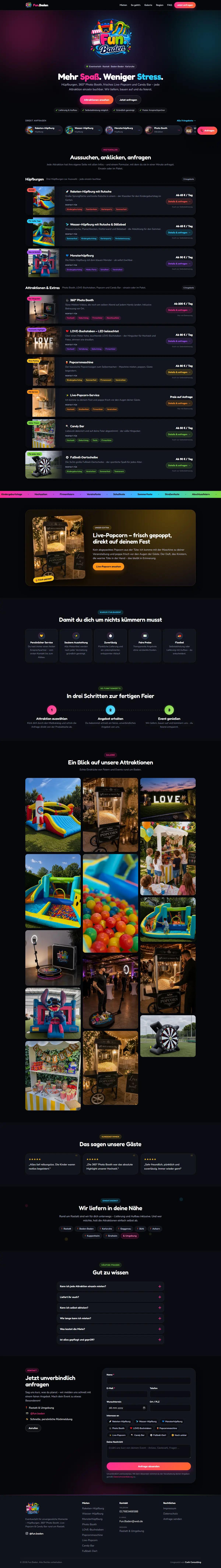 Startseite von Fun.Baden auf dem Computer, ganze Seite
