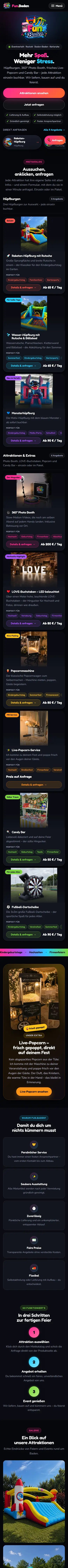 Startseite von Fun.Baden auf dem Smartphone, ganze Seite